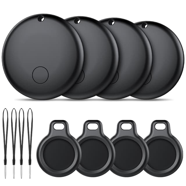 Air Tracker Tag Android Smart Tag, Schlüsselfinder KeyFinder kompatibel mit Google Mein Gerät Finden APP (Android NUR), Bluetooth Key Finder für Gepäck/Taschen/Koffer/Brieftasche (4er Pack) 4 Pack Schwarz
