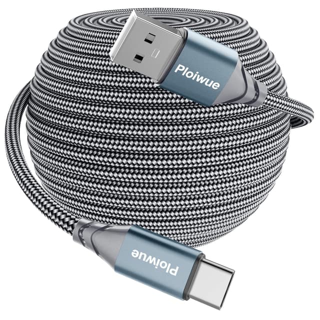 Extra Long USB C Cable 5M, PS5 Controller Charging Cable Braided USB Type C Charger Cable Compatible with Samsung Galaxy S20/S10/S9, Huawei, PS5,Xbox Series X/S Controller, Switch Pro Controller etc. Grey 5M