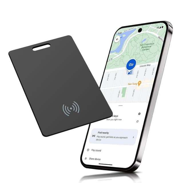 Wallet Tracker für Android, kabellos wiederaufladbarer Smart Tracking Karte, Dünne Geldbörsen-Tracker-Karte kompatibel mit Google Mein Gerät Finden APP (Android NUR), für Koffer/Taschen, Schwarz
