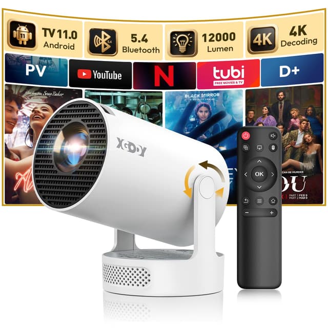 Beamer 4k 1080P 2025 Full HD Unterstützt Android 11, Gimbal 3s Aktualisierter Mini-Projektor 5G WiFi 6 BT 5.4, Mini-Projektor 4K Heimkino/Laptop/HDMI/USB/Auto Horizontale Trapezkorrektur