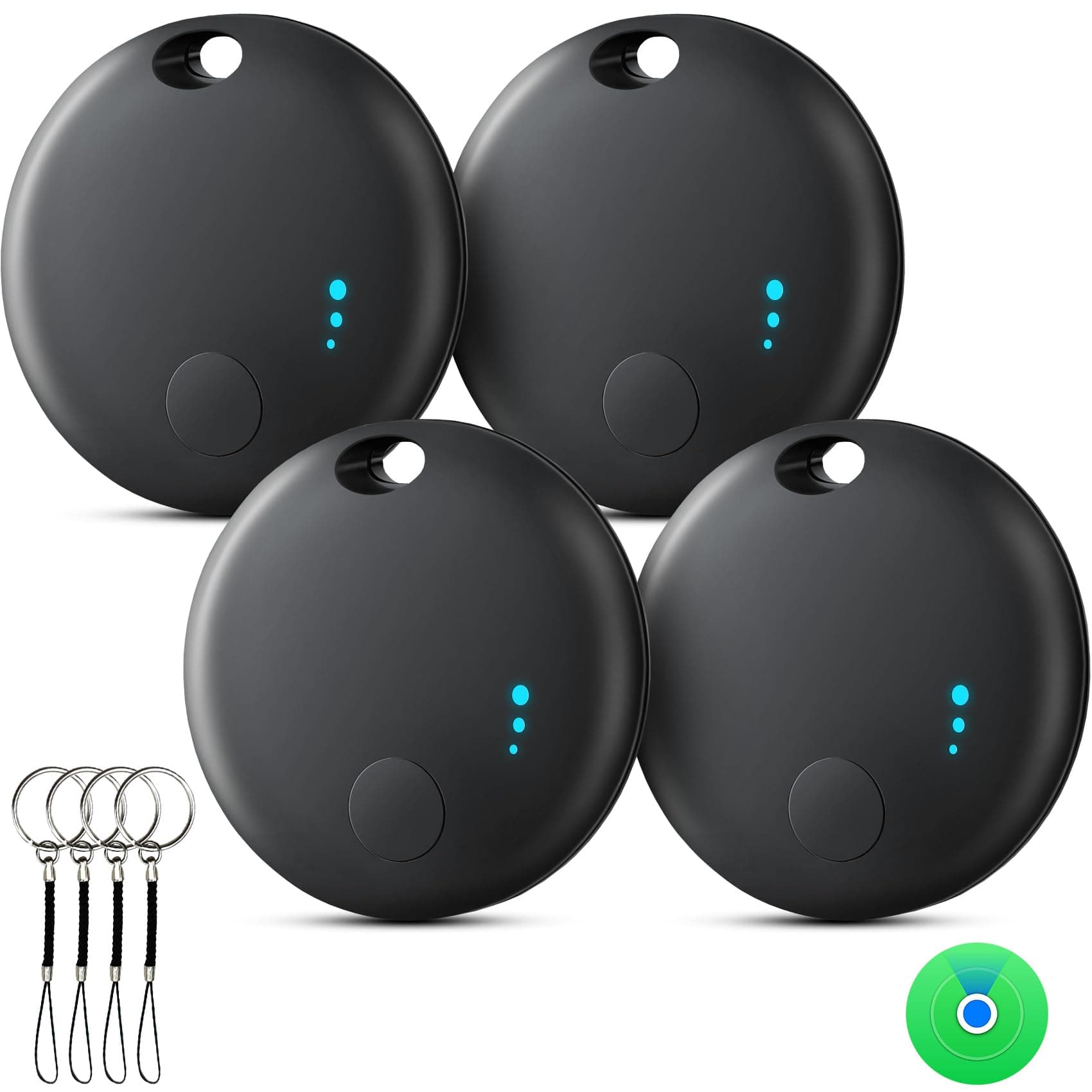 Air Tracker Tags Smart Tag, Air Tag Schlüsselfinder 4er, Bluetooth Tracker Kompatibel mit Apple Wo ist? APP(Nur iOS), Finde und behalte Deine Sachen im Blick:Schlüssel,Geldbörsen,Gepäck (Schwarz)