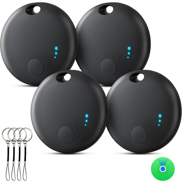 Air Tracker Tags Smart Tag, Air Tag Schlüsselfinder 4er, Bluetooth Tracker Kompatibel mit Apple Wo ist? APP(Nur iOS), Finde und behalte Deine Sachen im Blick:Schlüssel,Geldbörsen,Gepäck (Schwarz)
