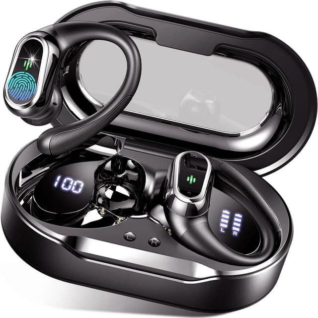 Bluetooth Kopfhörer, Kopfhörer Kabellos Bluetooth 5.4 Sport tiefer Bass, 50 std Spielzeit In Ear Kopfhörer mit 4 ENC Noise Cancelling Mic, IP7 Wasserdicht Ohrhörer LED-Anzeige für Arbeit und Studium Schwarz
