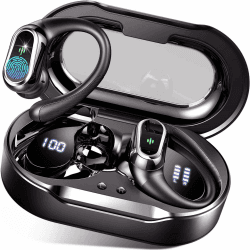 Bluetooth Kopfhörer, Kopfhörer Kabellos Bluetooth 5.4 Sport tiefer Bass, 50 std Spielzeit In Ear Kopfhörer mit 4 ENC Noise Cancelling Mic, IP7 Wasserdicht Ohrhörer LED-Anzeige für Arbeit und Studium Schwarz