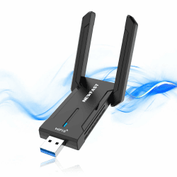 NEWFAST 5400Mbps USB WLAN Stick for PC,Tri-Band (6GHz/5GHz/2.4GHz) WiFi Adapter Mit 2 * 5dBi High Gain Antennens,WiFi 6E Wireless Adapter,USB 3.0,MU-MIMO WPA3 Encryption,Only for Windows 10/11