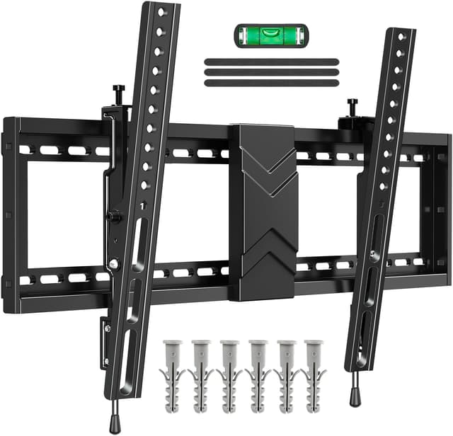 ELIVED TV Wandhalterung Neigbare für die meisten 37-75 Zoll Flachen & Gebogenen TVs mit Max. VESA 600x400mm, große TV Halterung bis zu 40kg, Flachbildschirmhalterung mit Niveauregulierung EV1038 Large