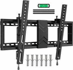 ELIVED TV Wandhalterung Neigbare für die meisten 37-75 Zoll Flachen & Gebogenen TVs mit Max. VESA 600x400mm, große TV Halterung bis zu 40kg, Flachbildschirmhalterung mit Niveauregulierung EV1038 Large