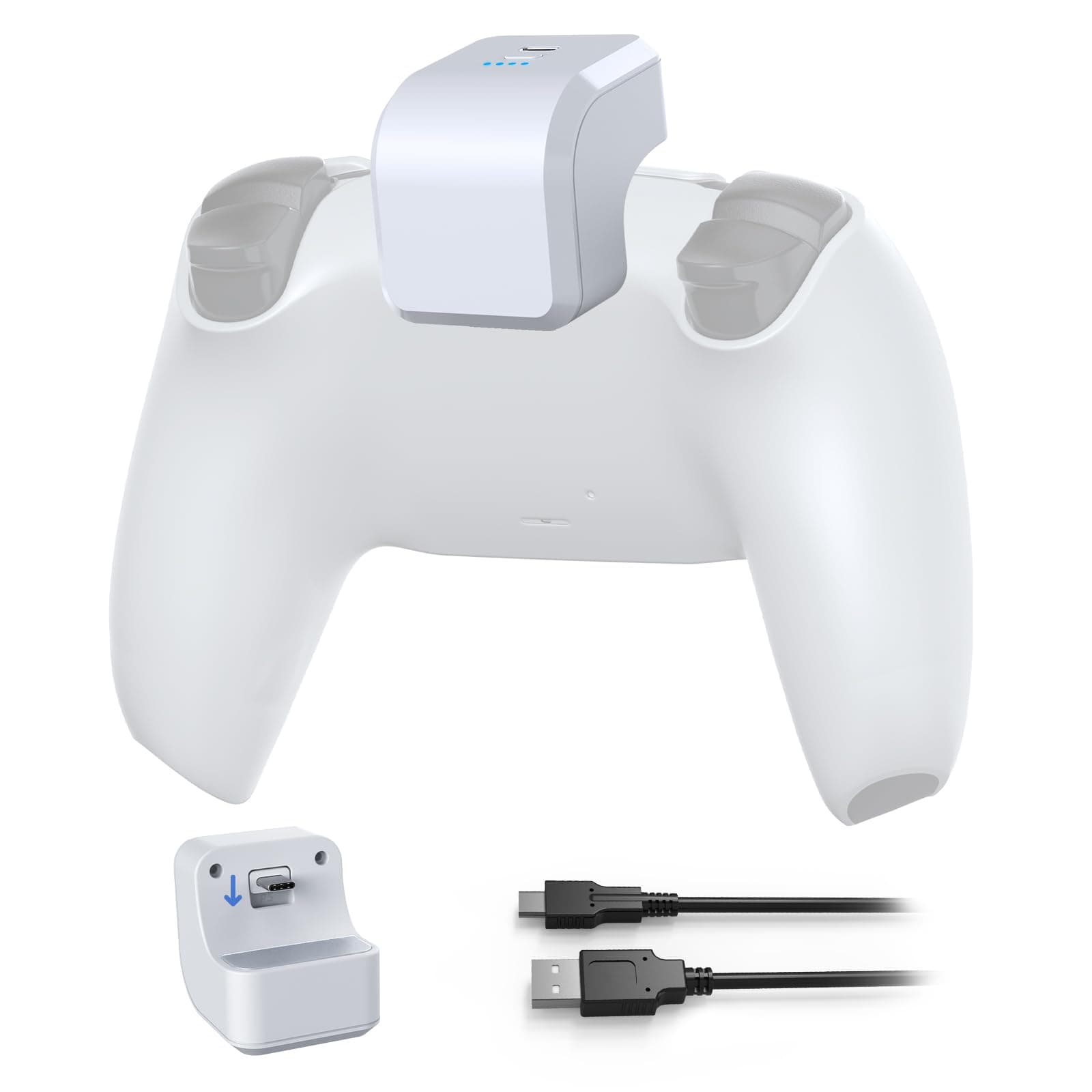 NexiGo PS5 Controller Zubehör wiederaufladbare Batterie Pack, 1500mAh mit LED-Anzeige, Spiel und Lade-Kit für Playstation 5 Controller mit USB Typ-C-Ladekabel