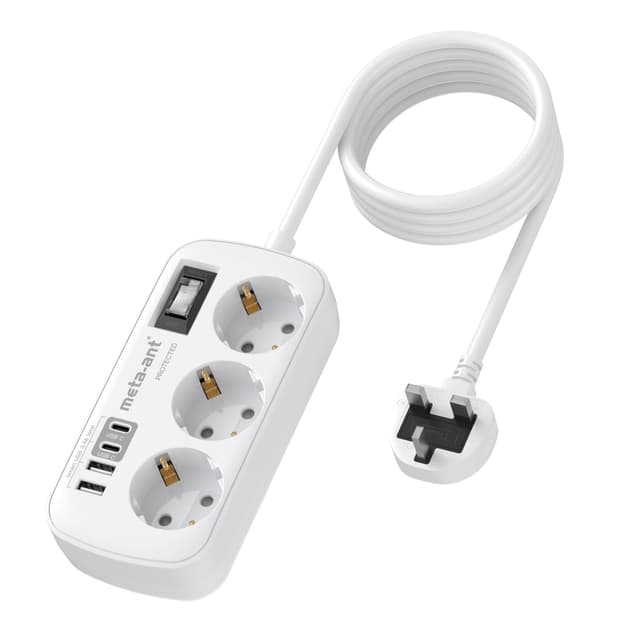 Reiseadapter UK Adapter England Deutschland Stecker, 7 in1 Steckdosenadapter England mit 3AC 2 USB C und 2 USB A, Reiseadapter Typ G für London Malta Irland Dubai, Adapter UK auf EU EU to UK