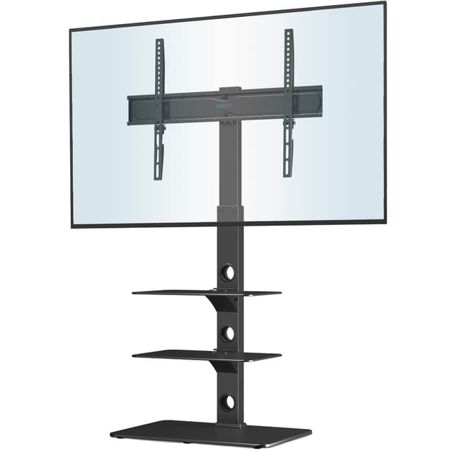 BONTEC TV Ständer für 30-70 Zoll LED OLED LCD Plasma Flach & Curved Fernseher bis 40 kg, Höhenverstellbarer Hoher TV Bodenständer mit 3 Stufigen Regalen aus Gehärtetem Glas, Max. VESA 600 x 400 mm Schwarz