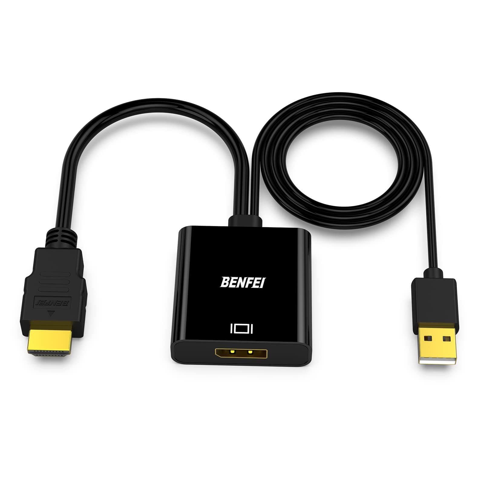 BENFEI HDMI Computer auf Displayport Monitor Adapter 4K@60Hz / 2K@144Hz / 1080P@165Hz, Unidirektional aktive HDMI zu Displayport Konverter mit Audio, für Laptop/Xbox 360 ABS-Schwarz