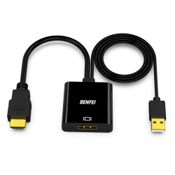 BENFEI HDMI Computer auf Displayport Monitor Adapter 4K@60Hz / 2K@144Hz / 1080P@165Hz, Unidirektional aktive HDMI zu Displayport Konverter mit Audio, für Laptop/Xbox 360 ABS-Schwarz