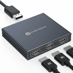 FQuanmap DisplayPort zu HDMI Splitter für Multi Monitor Adapter,4K@60Hz DisplayPort Splitter 1 in 3 Out für 3 Monitor HDMI Support Extended Mode auf Windows Kompatibel mit DP 1.4 Geräten DisplayPort zu HDMI Splitter für 3 Monitore schwarz