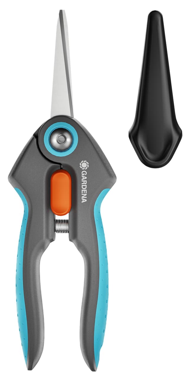 Gardena FreshCut: Ernteschere aus rostfreiem Edelstahl zum präzisen Ernten von Kräutern, Beeren oder Schnittblumen, 47 mm Klinge, ergonomischer Griff, inkl. Sicherheitskappe (12212-20) Allround Solo