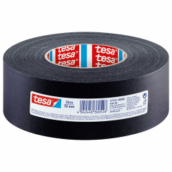 tesa extra Power Perfect Gewebeband - Gewebeverstärktes Ductape zum Basteln, Reparieren, Befestigen, Verstärken und Beschriften - Schwarz - 50 m x 50 mm 50m:50mm schwarz