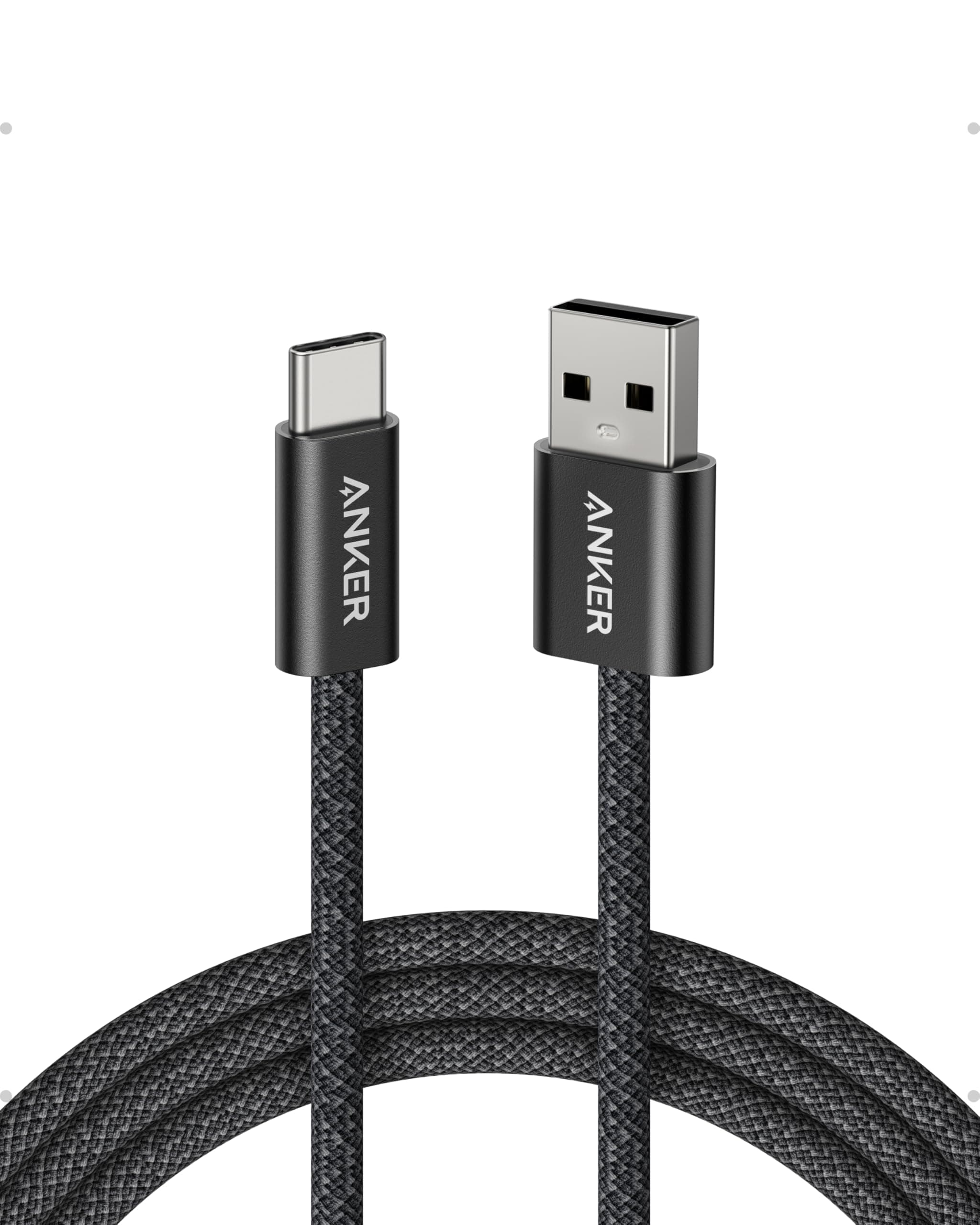 Anker Zolo USB auf USB-C Kabel 1,8m, nahtlose CarPlay-Verbindung, geflochtenes USB-C Ladekabel für Schnellladen, Premium-Design mit schlankem Stecker, Für iPhone 16/15 Serie, iPad Pro, und mehr 1,8m Schwarz