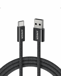 Anker Zolo USB auf USB-C Kabel 1,8m, nahtlose CarPlay-Verbindung, geflochtenes USB-C Ladekabel für Schnellladen, Premium-Design mit schlankem Stecker, Für iPhone 16/15 Serie, iPad Pro, und mehr 1,8m Schwarz