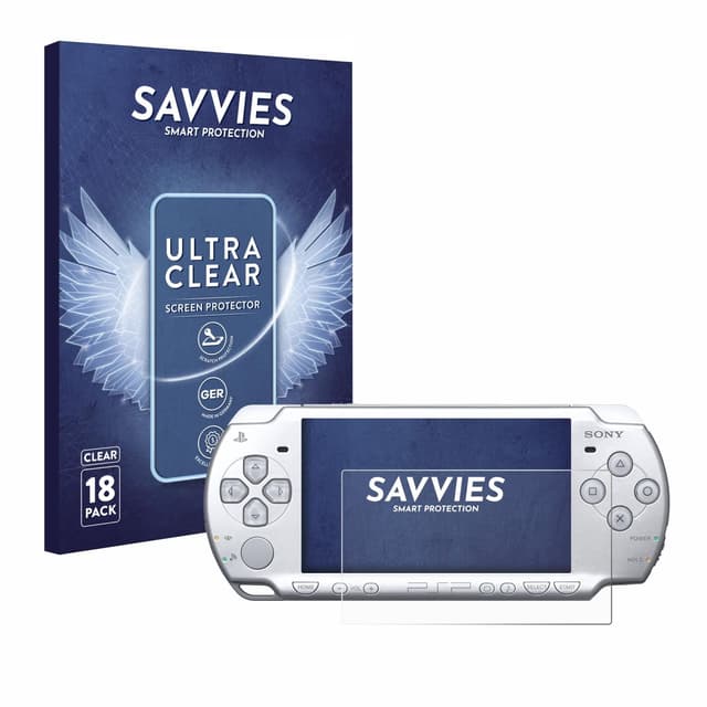 Savvies 18 Stück Schutzfolie für Sony PSP 2004 Displayschutz-Folie Ultra-Transparent