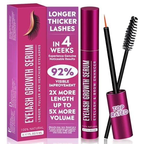 Wimpernserum Ohne Hormone, Lash Serum - Wimpernwachstumsserum, Natürliches Wimpernserum mit Augenbrauenbürste, für Pflege Gebrochene Wimpern, Schnelleres Wimpernwachstum (5 ml) Rot