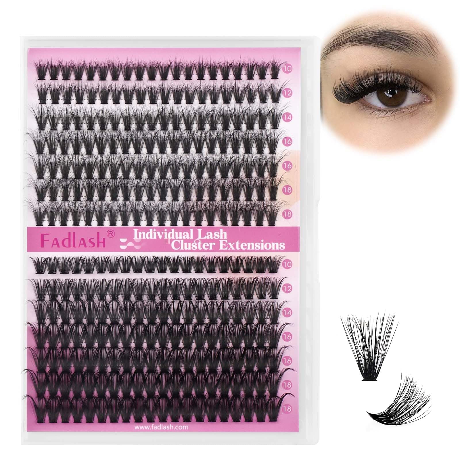 Fadlash Individuelle Wimpern Cluster 280 Büschel 0.07D 10-18mm 40D+50D 3D Effekt DIY Wimpern Extensions Wimpernverlängerung Volume Wimpern zu Hause 10-18 mm 40D+50D(3D Effect)-0.07D
