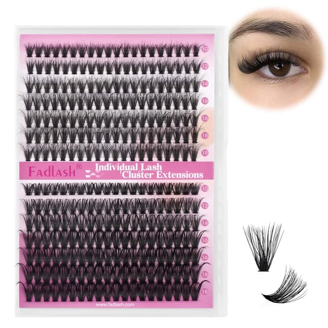 Fadlash Individuelle Wimpern Cluster 280 Büschel 0.07D 10-18mm 40D+50D 3D Effekt DIY Wimpern Extensions Wimpernverlängerung Volume Wimpern zu Hause 10-18 mm 40D+50D(3D Effect)-0.07D