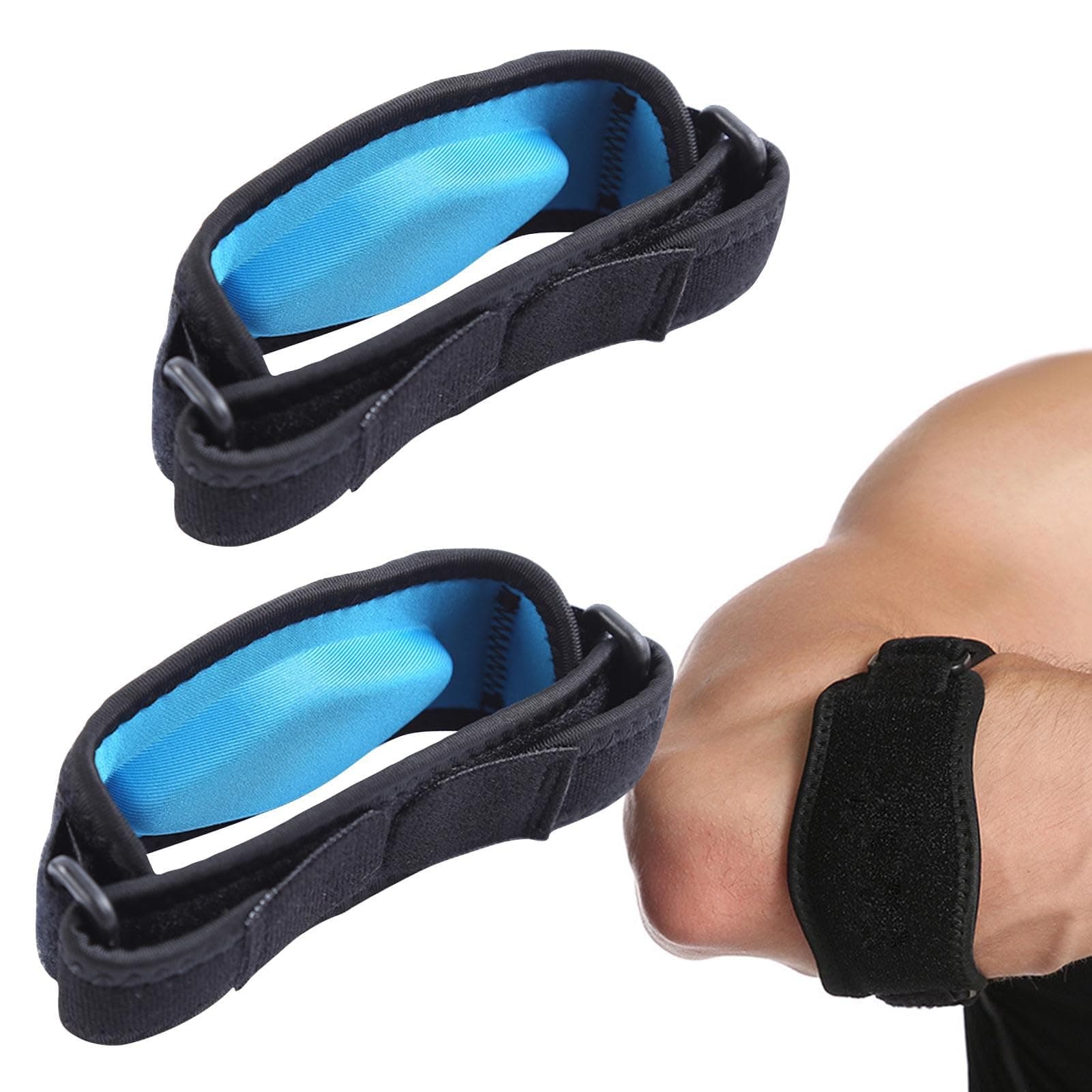 Jiakalamo 2 Stück Ellenbogenbandage Männer Damen,Ellenbogenbandage Für Tennisarm,Einstellbare Kompression Bandage mit EVA-Futte,Ellenbogen Bandage für Schmerzlinderung Muskel, Ellenbogenstütze schwarz blau