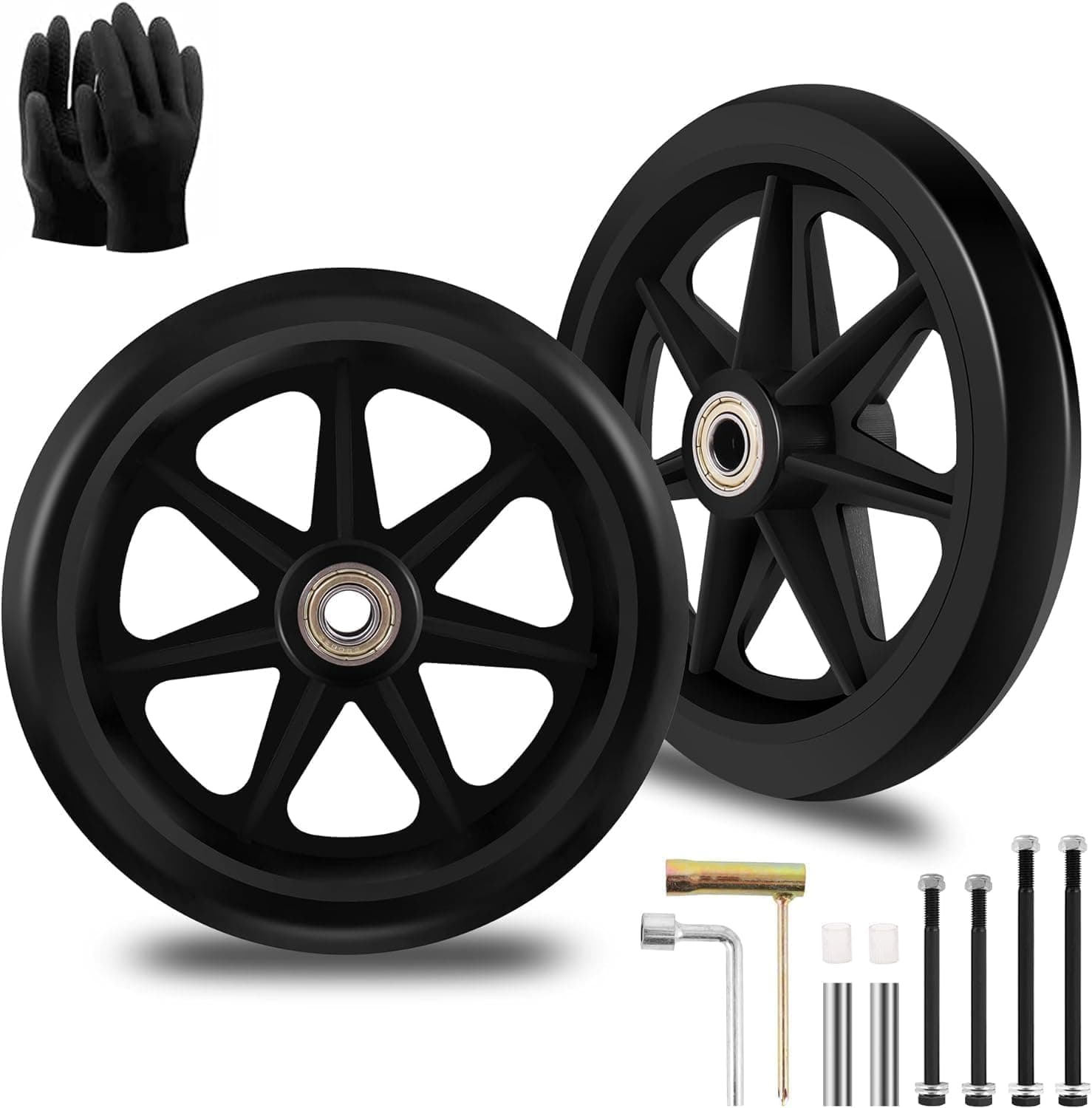2 Stück 150mm Solide Ersatzräder - Umweltfreundliches Gummimaterial,Verschleißfeste PU-Reifen - Easy to Install, Compatible with Most Models(Expand) Expand 6 inch