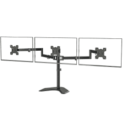 WALI Monitor Halterung 3 Monitore für bis 27 Zoll Bildschirme,Voll Verstellbare Tischhalterung, Bildschirmhalterung 3 Monitore 10 kg Tragkraft pro Arm,VESA 75/100 mm (MF003),Schwarz Dreiarmiger Monitorständer