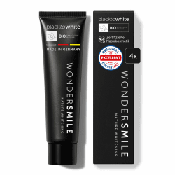 Wondersmile Aktivkohle Zahnpasta Mint – sanftes Whitening - Fluorid 1450 ppm - inkl. BIO Sanddornwasser & Hyaluron - NCS-zertifizierte Naturkosmetik - 100% vegan (4er Pack) 75 ml (4er Pack)