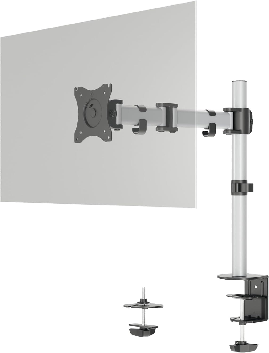Durable Monitor Halterung Select für 1 Monitor, 360° drehbar, schwenkbar, höhenverstellbar, für VESA Bildschirme bis 27" und 8 kg, silber, 509423