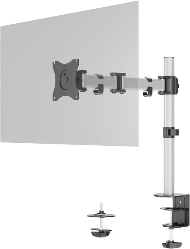 Durable Monitor Halterung Select für 1 Monitor, 360° drehbar, schwenkbar, höhenverstellbar, für VESA Bildschirme bis 27" und 8 kg, silber, 509423