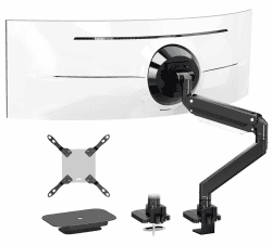PUTORSEN 17-57 Zoll Monitor Halterung 1 Monitor, für Fernseher & Monitor bis 27 kg, Premium Aluminium Monitor Tischhalterung mit Gasfeder, Verstärkungsplatte, VESA Max bis 200x200 Schwarz
