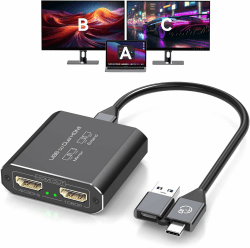 JCYMELE HDMI Splitter Extended Display for Dual Monitor USB A & C to 2 HDMI Adapter 1 in 2 Out for Laptop Mac Triple Set Support MST & SST Modes; 4K @ 30Hz Output 1, 1080p Output 2 USB A/C TO 2 HDMI Schwarz