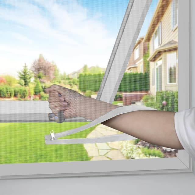 BKSAI Fliegengitter Dachfensterf Fliegengitter mit Reißverschluss ohne Bohren für jedes fenster Kippfenster Schrägfenster Dachfenster-Fliegengitter Moskitonetz fürs Fenster Zuschneidbar mit Klettband 100x130CM | 1 Stück Weiß