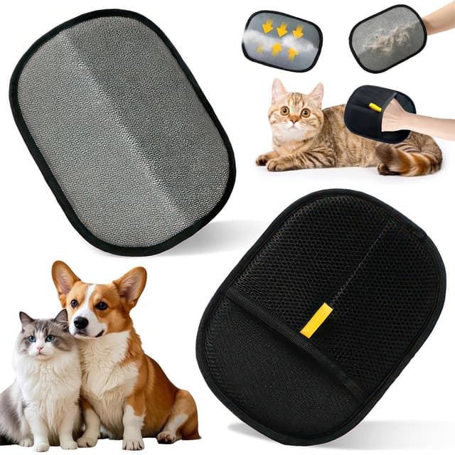 MegiaExist Fellmagnet Handschuhe Doppelseitig für Hunde & Katzen – Atmungsaktive Haustierhaarentferner mit Anti-Statik-Funktion, Wiederverwendbar zur Fellpflege im Alltag（2 pcs）