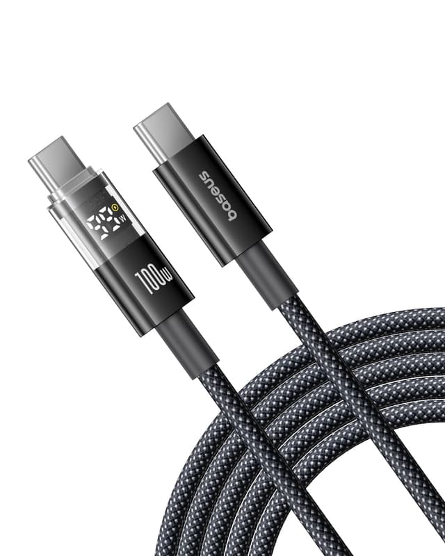 Baseus 100W USB C auf USB C Kabel, 2m PD Schnellladekabel USB C Ladekabel QC 4.0 with LED Display für iPhone 16 15 14 13 12 Pro, Samsung Galaxy S25 S24 S23 S22 Ultra, MacBook, iPad Pro