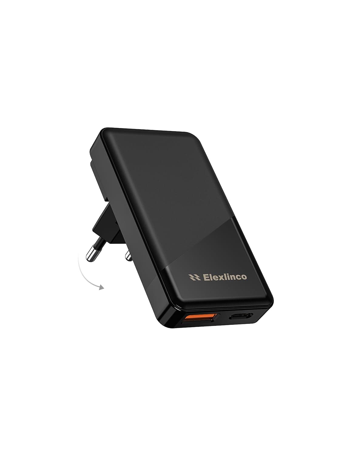 USB C Ladegerät 65W, Elexlinco USB-C GaN Netzteil, 2-Port PPS Ladegerät USB C, Kompaktes Klappbares Design, Schnellladegerät Kompatibel mit MacBook Pro/Air, iPad, iPhone15, Galaxy S24, Pixel (Schwarz)