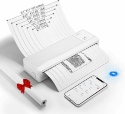 vretti P83 Mobiler Drucker a4 für unterwegs,304 DPI Drucker ohne,Thermodrucker A4 kompatibel mit Android und iOS, A4 Thermopapier für Zuhause,Büro,Foto 300DPI
