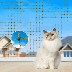 Aystkniet katzennetz für Balkon, 8 x 3 M Katzennetz Drahtverstärkt mit Befestigungsseil | Nägel | Kabelbinder, Biss-und reißfestes Balkonnetz, UV-beständig katzenschutznetz für Fenster Terrasse Tür 8×3M Olivgrün