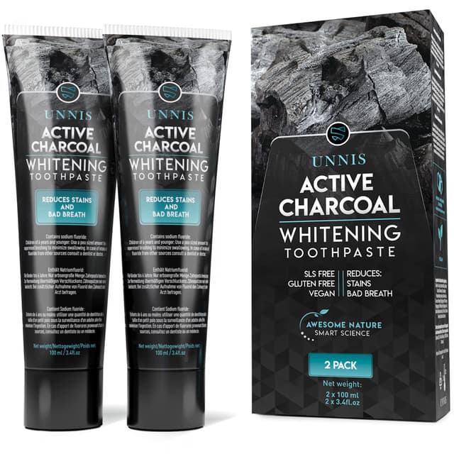 Activated Charcoal Teeth Whitening Toothpaste 2 Pack Active Natural Teeth Whitening Toothpastes Stain Removal Tooth Whitener Kit for White Teeth Safe Plaque Remover Toothpaste New