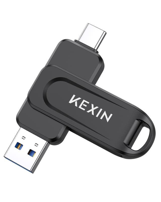 KEXIN USB C Stick 128GB USB Stick 3.0 OTG 100MB/s 2-in-1 Speicherstick C 128 GB Dual Flash-Laufwerk für PC, Auto, Smartphone iPhone 15/16 Schwarz 128GB Schwarz