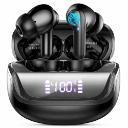 Bluetooth Kopfhörer, Kopfhörer Kabellos Bluetooth 5.4 3D HiFi Stereo, In Ear Kopfhörer mit 4 ENC Noise Cancelling Mics, IP7 Wasserdicht Ohrhörer, 50 Std Spielzeit Kabellose Kopfhörer mit LED-Anzeige Sternenschwarz