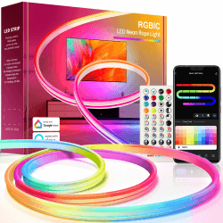 Nixtrve Neon LED Strip 3m, RGB-IC Neon LED Streifen mit App-Steuerung, DIY Shape Design, Funktioniert mit Alexa, Segmentcontrol, Musik-Sync, LED Neon für Wohnzimmer, Schlafzimmer, Wand Deko Mehrfarbig 3m