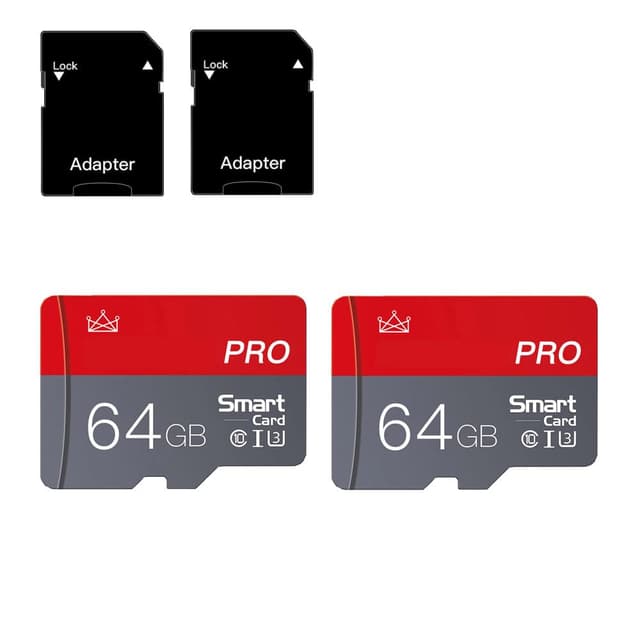 Micro SD Card 64GB Micro SD Memory Cards 64GB with SD Adapter Class 10 High Speed Mini SD Card for Smartphones/Camera/Tablet 2-Pack 64GB-2 PACK