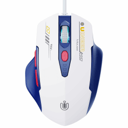 Uineer Maus Mit Kabel, ergonomisches Design, bis zu 7200 DPI einstellbar mit 6 Tasten, Computer Maus PC Laptop Computer,Plug & Play,Blau und Weiß