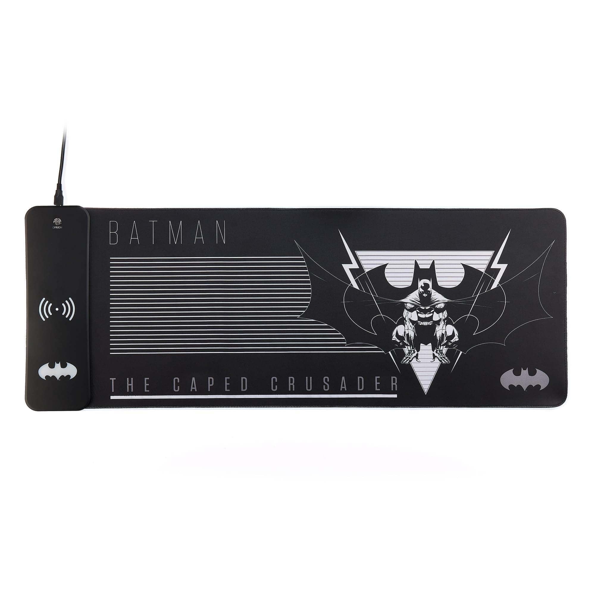 DC Comics Batman XL RGB Gaming-Mauspad mit 15W kabellosem Ladegerät | Anpassbare LED, rutschfest, wasserabweisend