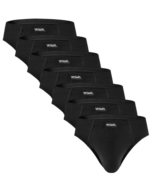 YESWEL Unterhosen Männer Slip 7er Pack, Atmungsaktive Baumwolle Unterwäsche Herren Mit Elastischer Bund, Kratzfreie Etiketten (Gr. S-3XL) 3XL 7x Schwarz