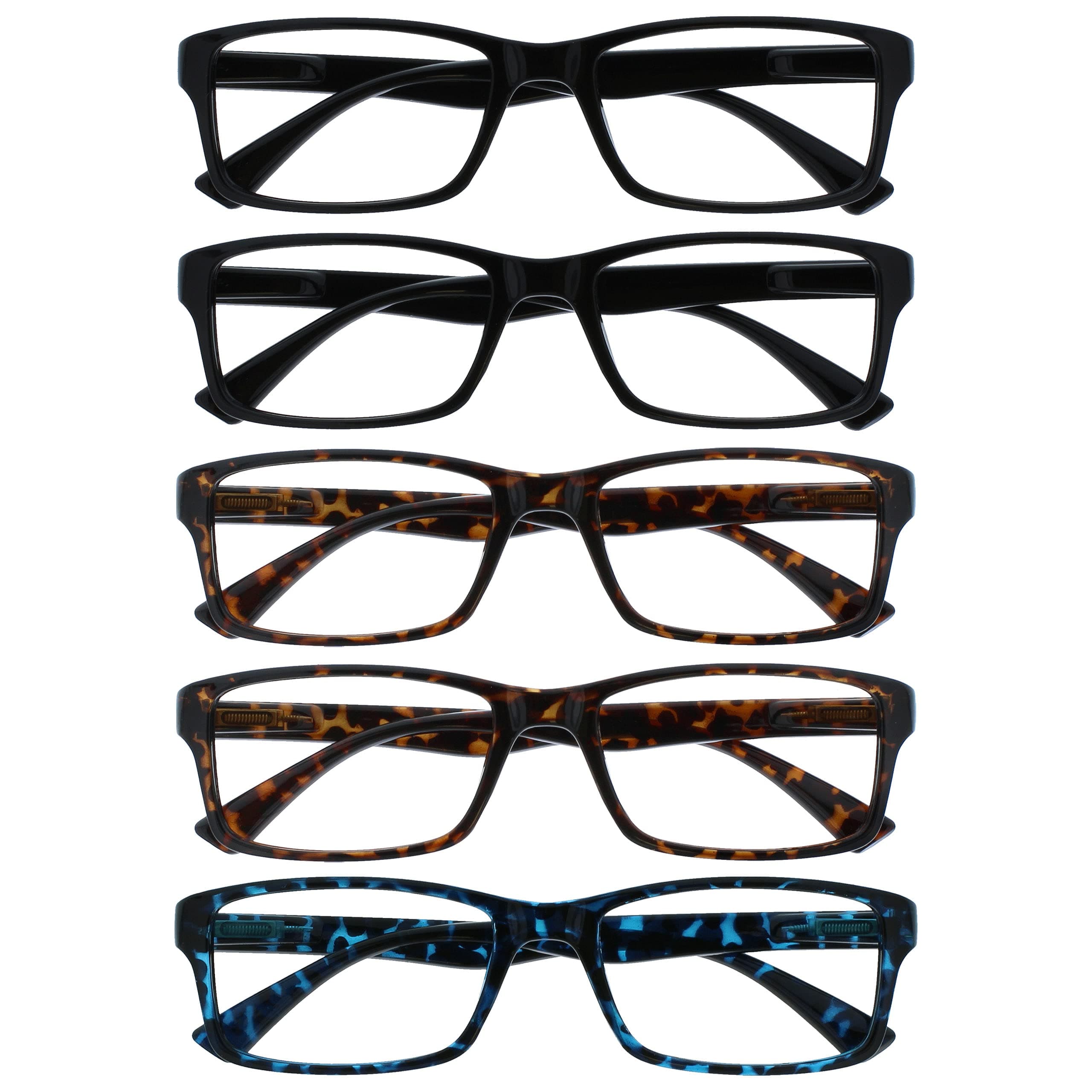 Opulize Unisex Pep Lesebrille (1er Pack) +3,00 Dioptrien Schwarz Schwarz Braun Braun Blau