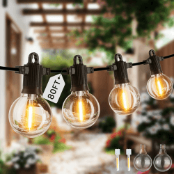 ZOTOYI 80FT/24M Lichterkette Außen IP65 Wasserdicht mit 35+2 Bruchsicheren Kunststofflampen für Innen&Außen LED Lichterkette Außen für Garten, Camping Bar 2700K Warmweiß