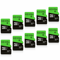 KEXIN Micro SD Karte 32GB 10er Pack, Speicherkarte Micro SD mit SD Adapter, UHS-I, U1, C10, MicroSDHC Memory Card, 10 Stück SD Karte 32 GB für Kameras Handy Tablet Android 32GB X 10